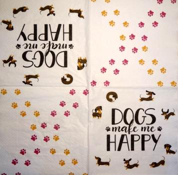 HUN-014 Hunde - 3-lagig - Paper Design - Dogs make me Happy